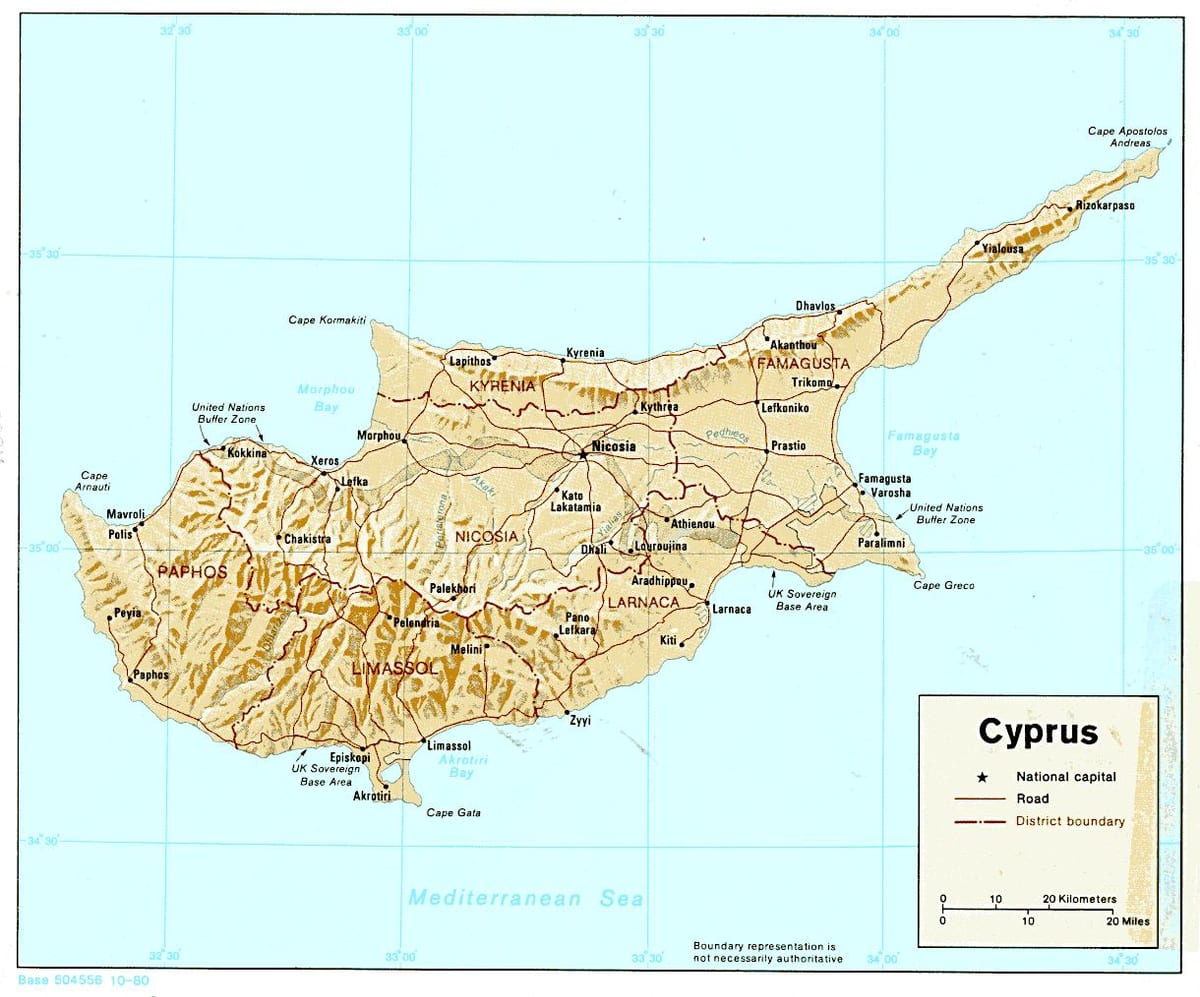 Ramani ya Cyprus bara