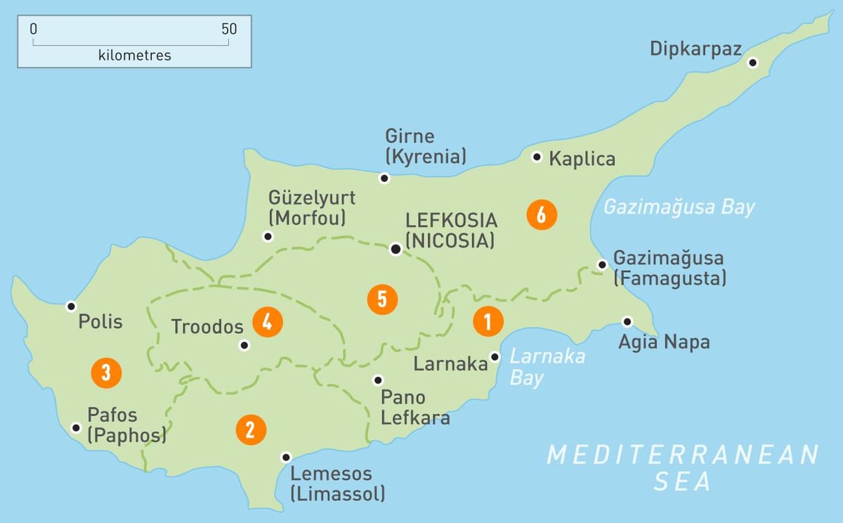 Ramani ya mikoa Cyprus 