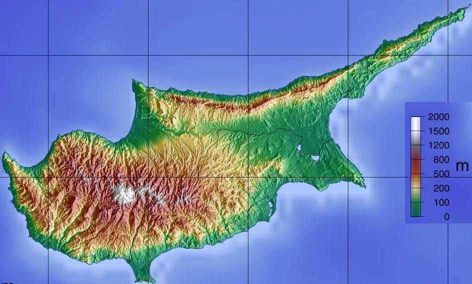 Ramani ya Cyprus milima