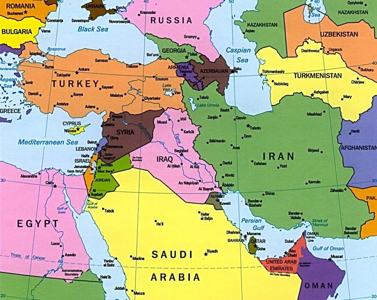 Ramani ya Cyprus mashariki ya kati