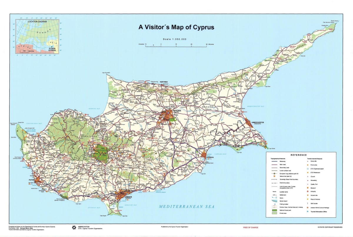 Ramani ya Cyprus sightseeing