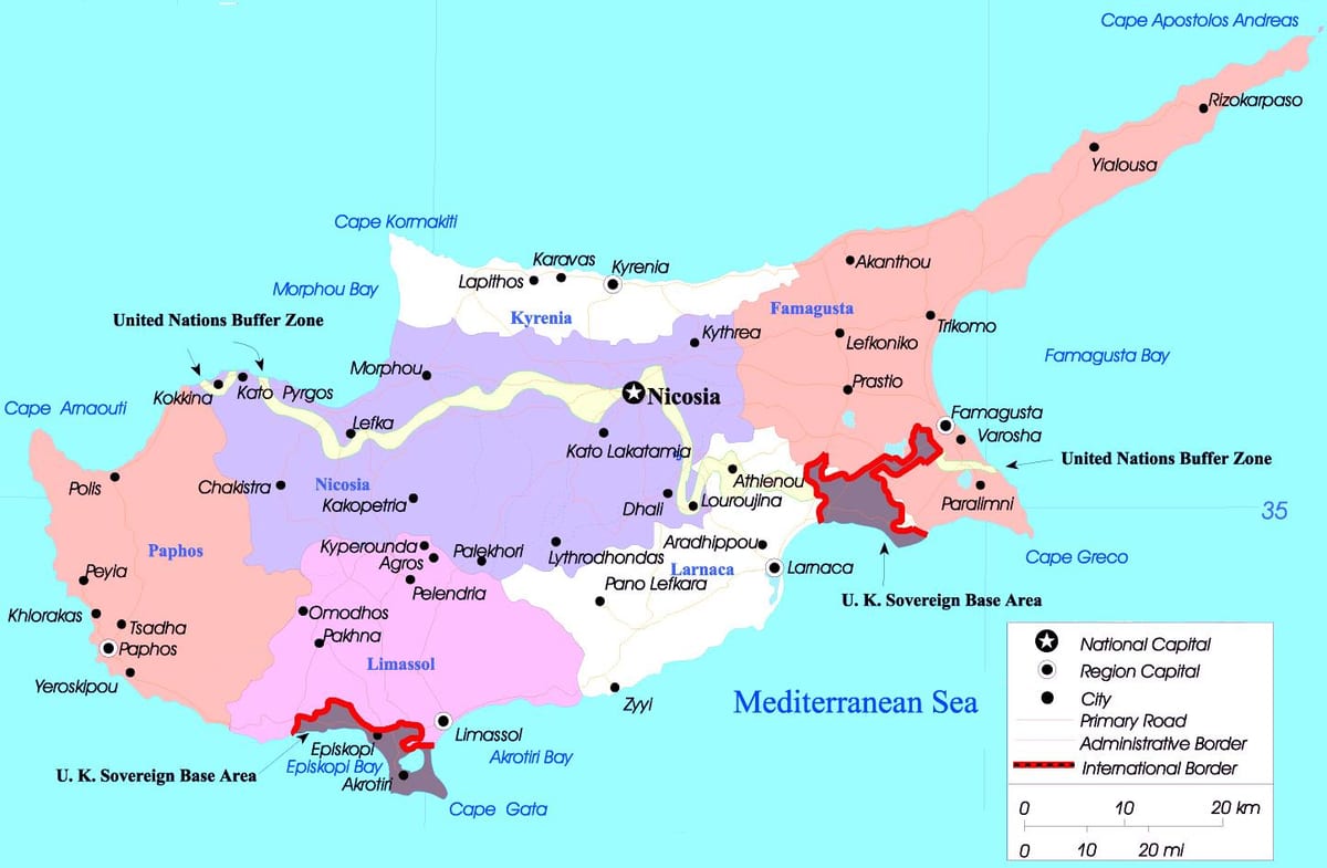 Ramani ya Cyprus kisiasa