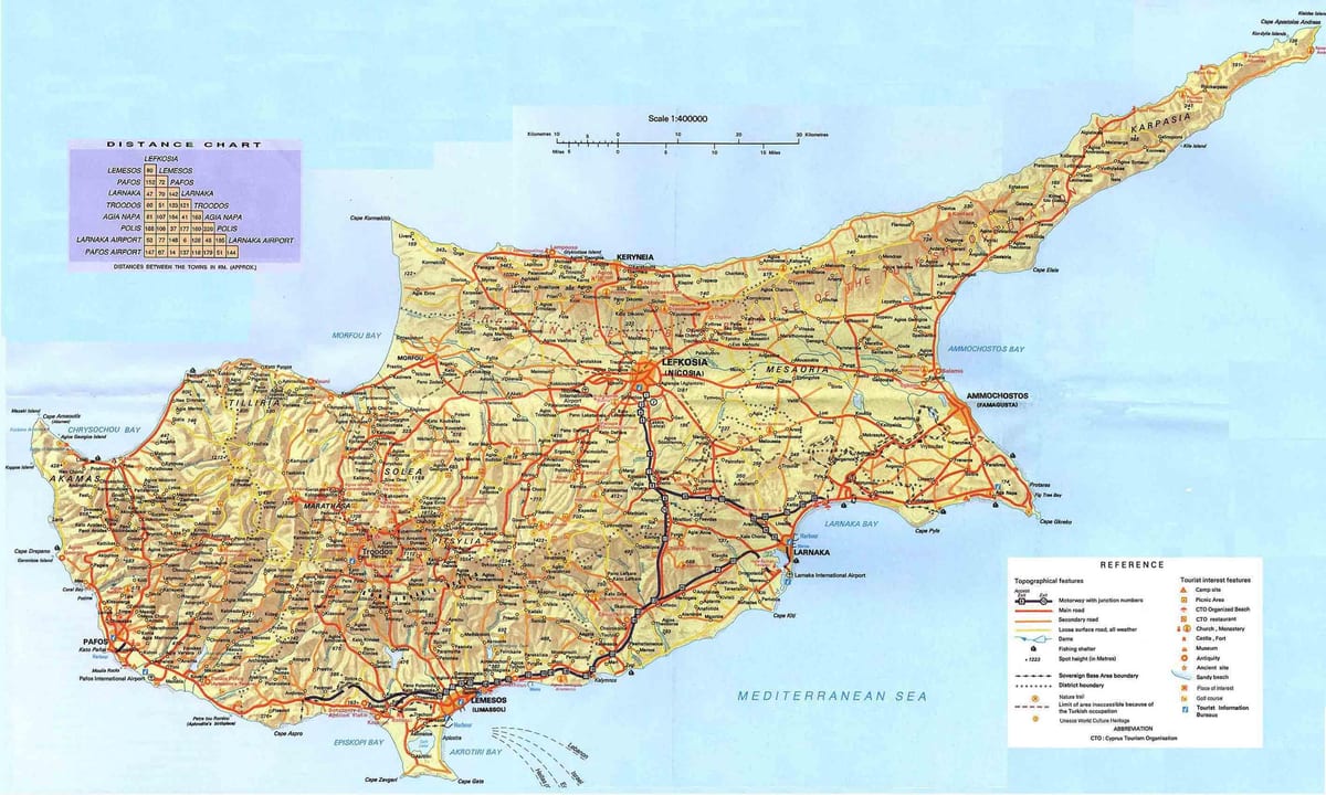Cyprus vivutio ramani