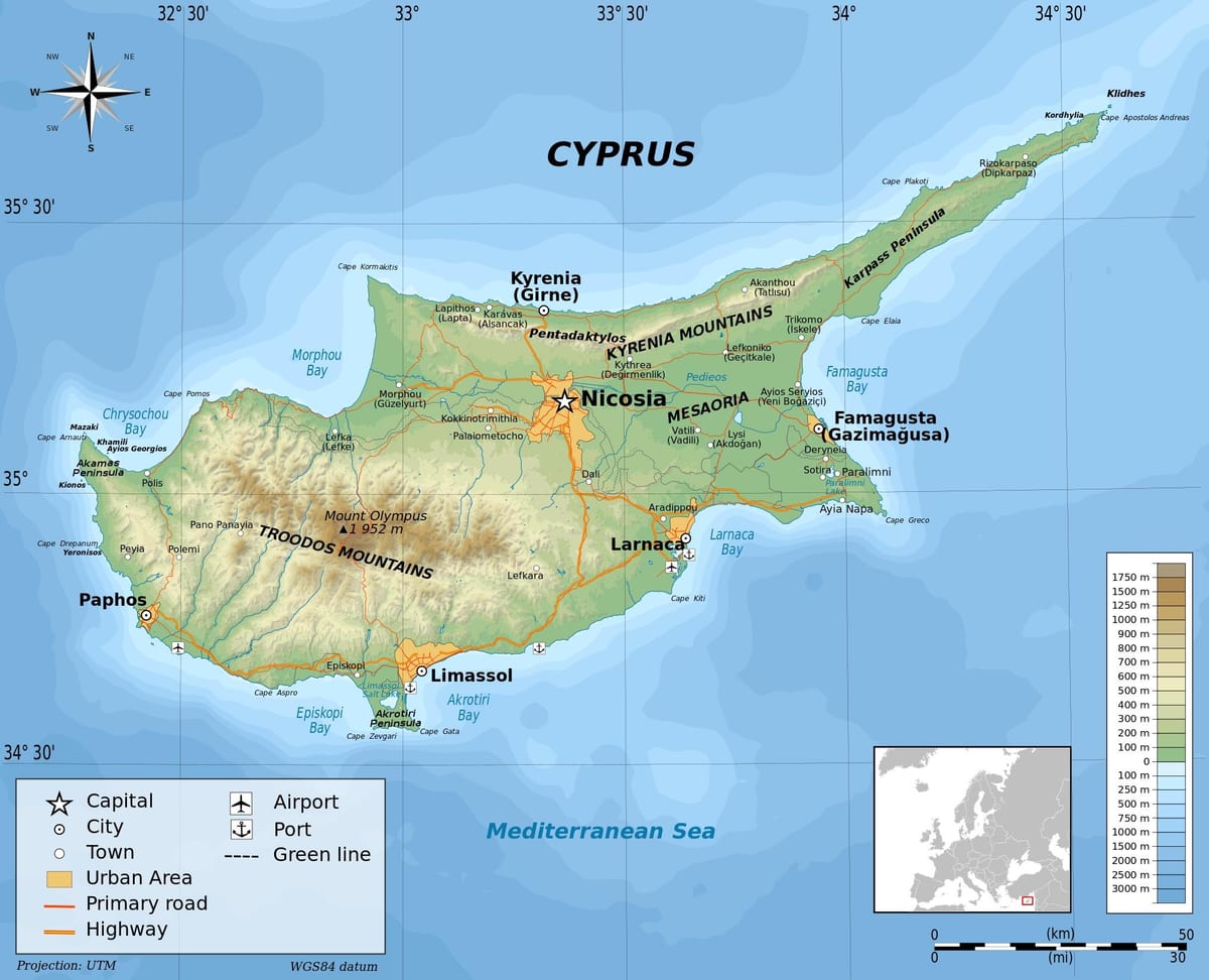 Cyprus jiografia ramani
