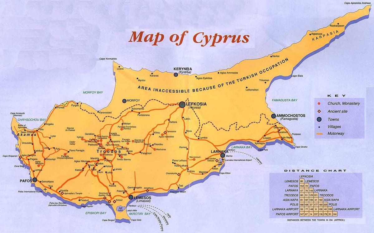 Ramani ya Cyprus vijiji