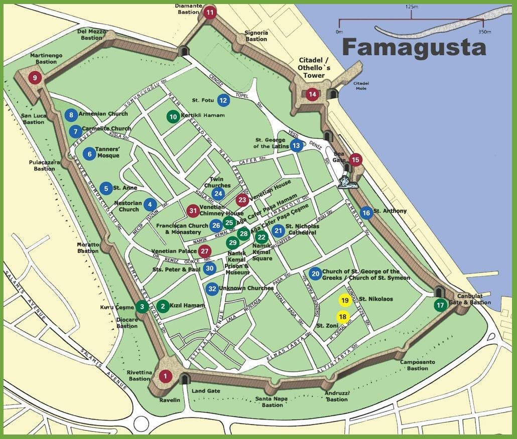 ramani ya famagusta Kupro ya kaskazini