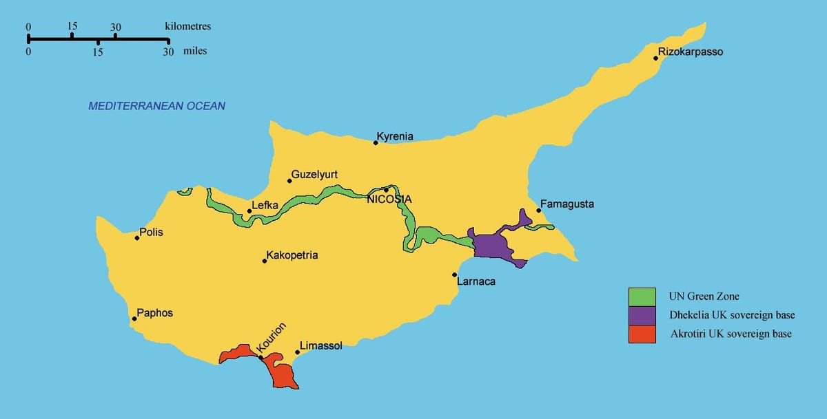 ramani ya kusini mwa Cyprus