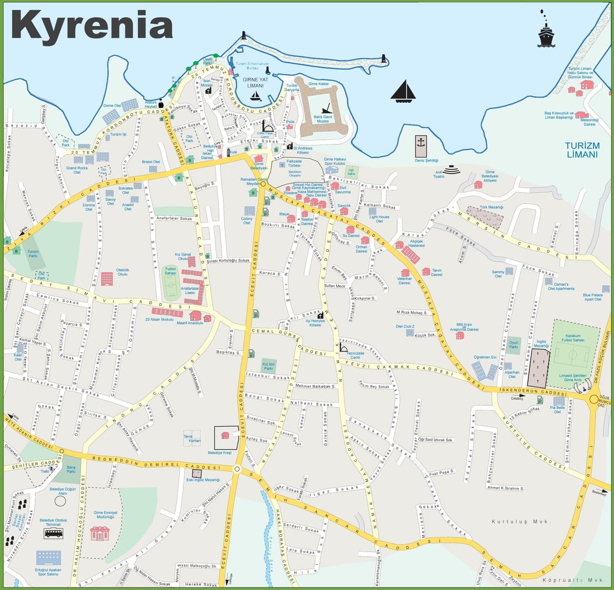 ramani ya Kupro ya kaskazini kyrenia