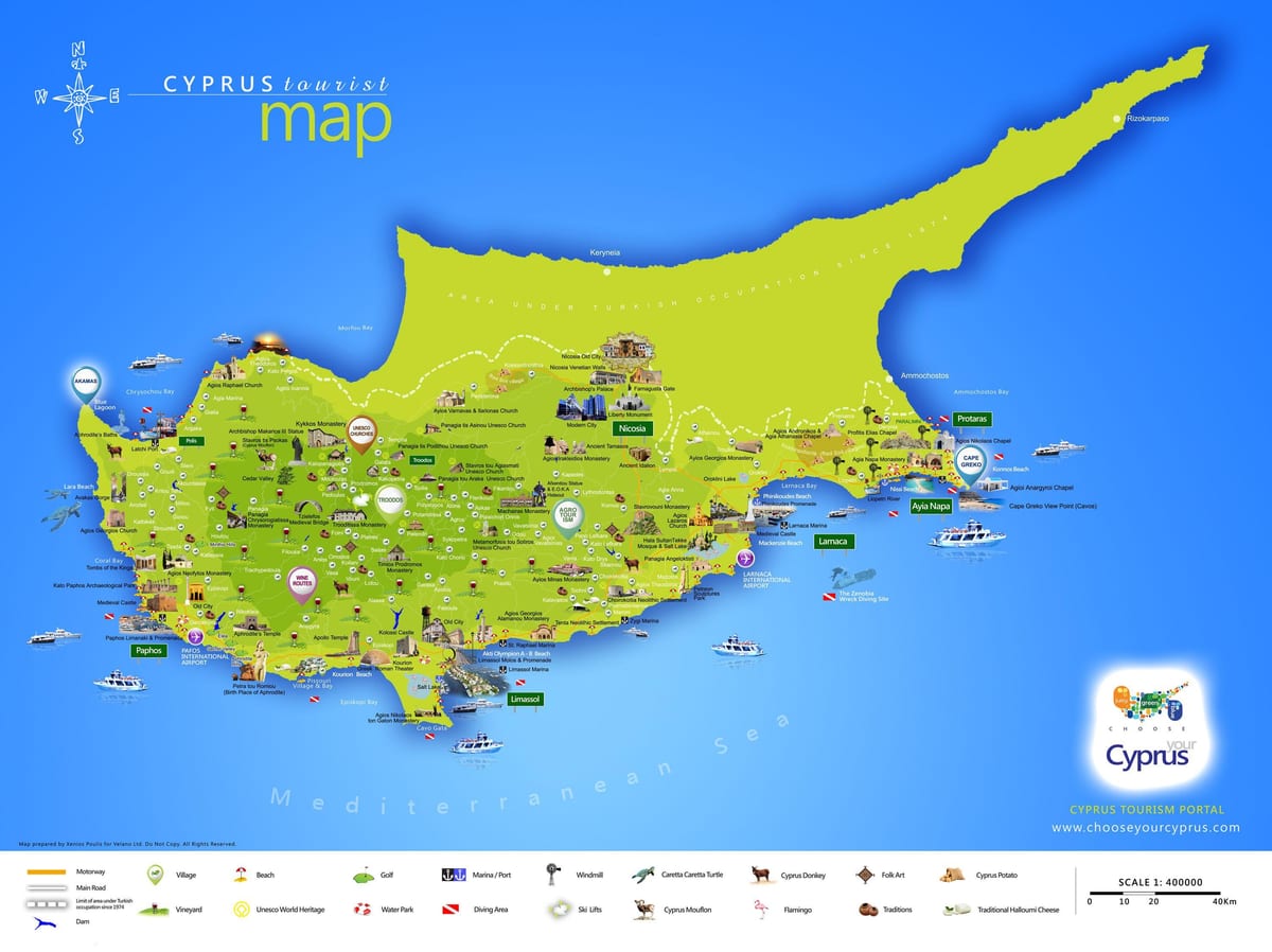 Ramani ya lara pwani Cyprus