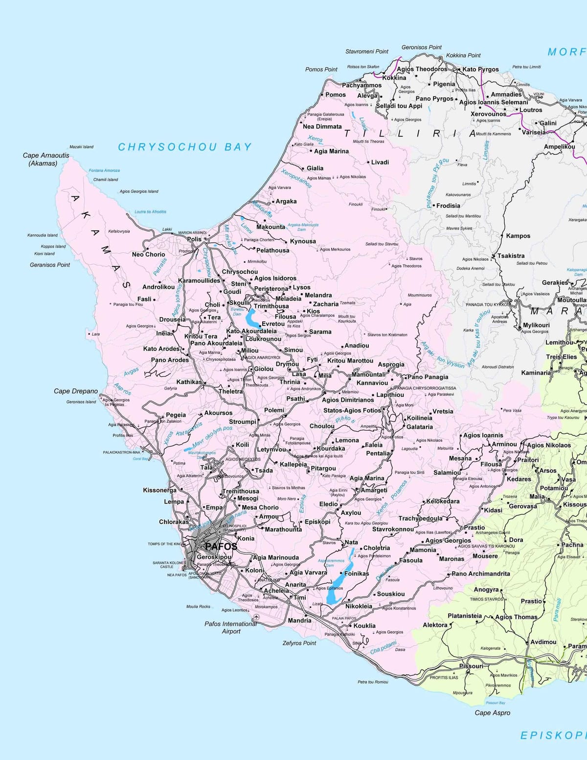 mitaani ramani ya pafo Cyprus