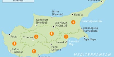 Ramani ya mikoa Cyprus 