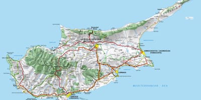 Ramani ya Cyprus mpaka kuvuka pointi