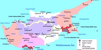 Ramani ya Cyprus kisiasa