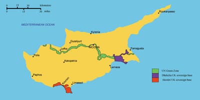 Ramani ya kusini mwa Cyprus